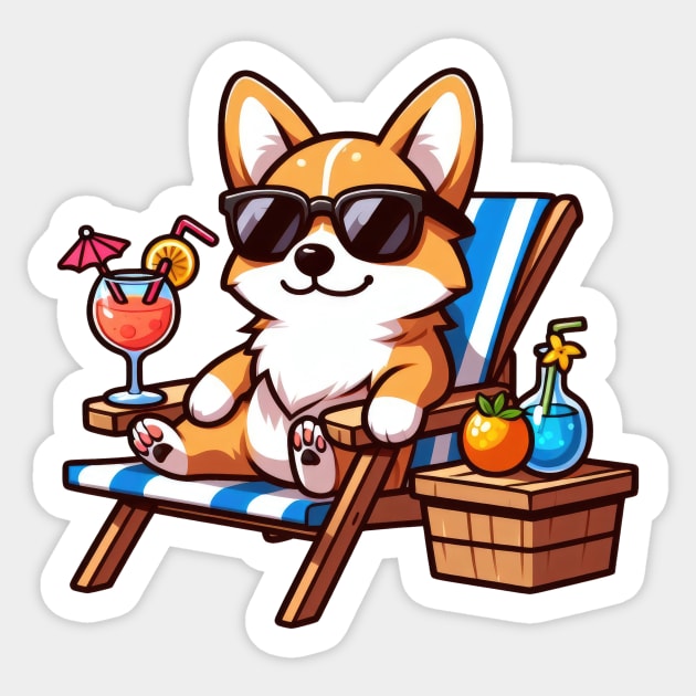 Corgi summer dog Sticker by WellnerCreations